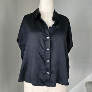 Cynthia Rowley Silk Buttoned Short Sleeve Shirt size M